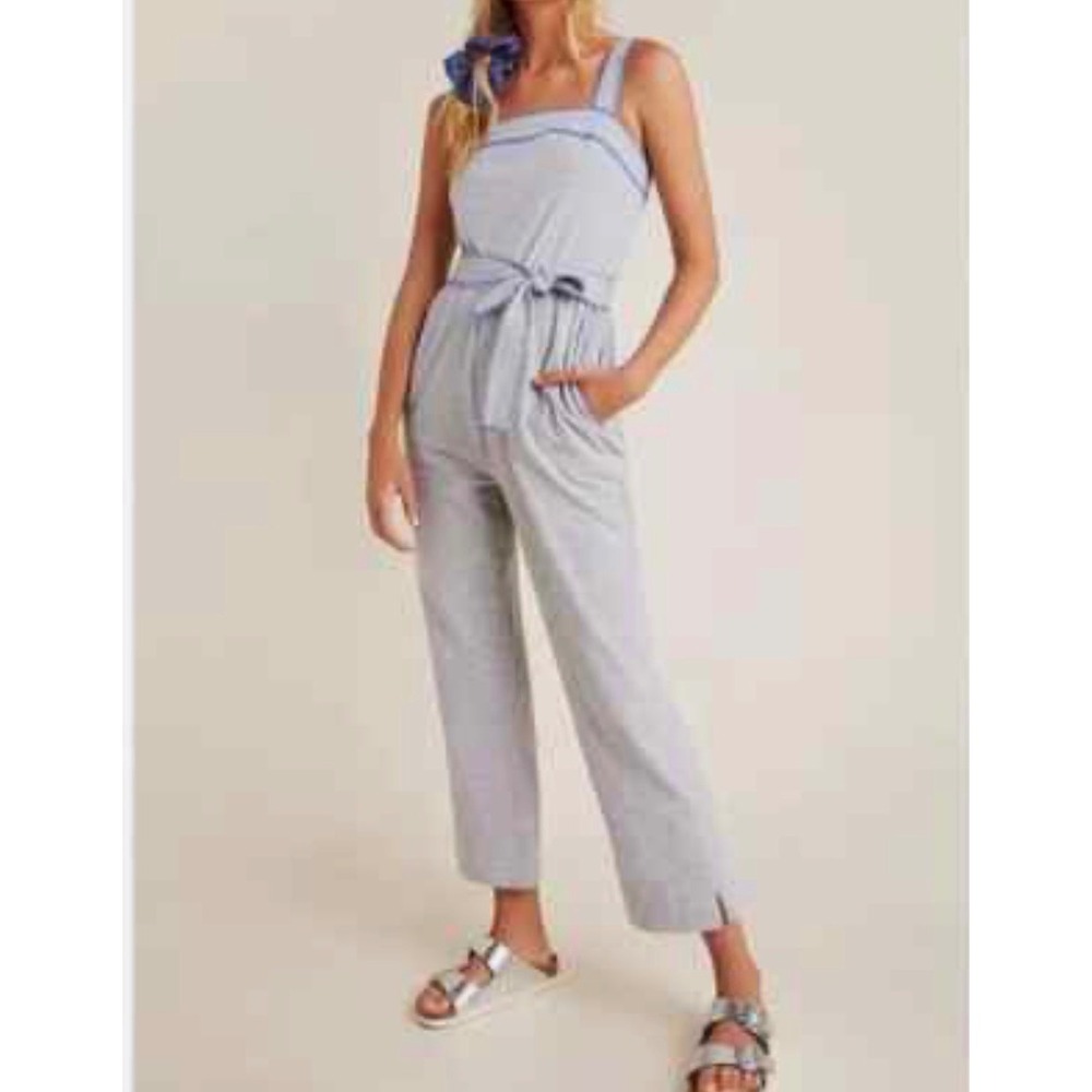 Anthropologie Saturday/Sunday Madeline Cozy Lounge Knit Jumpsuit  Gray/Blue‎ M